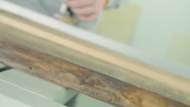 Measuring Wooden Plank — Stock Video