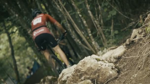 Ciclista Cayendo Una Bicicleta — Vídeo de stock