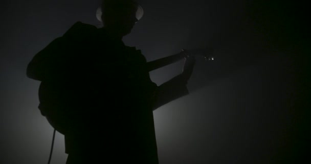 Guitariste Silhouette Une Fumée — Video