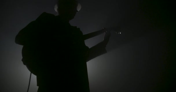 Gitarristen Silhouette Rök — Stockvideo