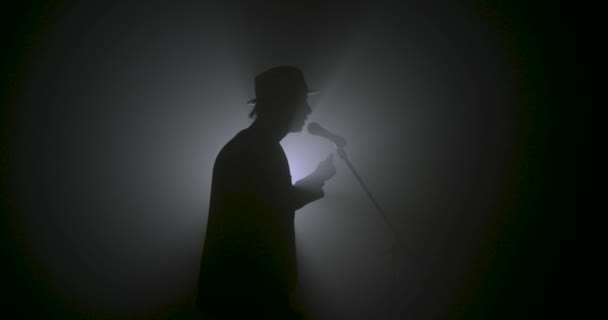 Maschio Con Cappello Cantante Silhouette — Video Stock