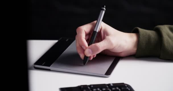 Working with a pen tablet — Stock Video