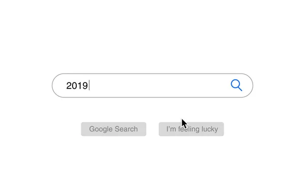 Κάποιος Πληκτρολόγησε 2019 Στο Πρόγραμμα Περιήγησης — Φωτογραφία Αρχείου