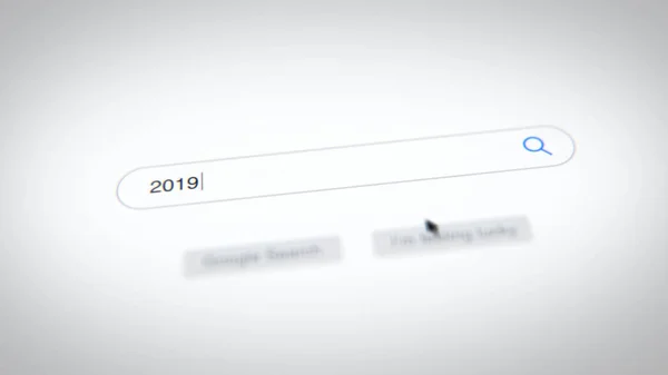 누군가가 브라우저에 2019를 — 스톡 사진