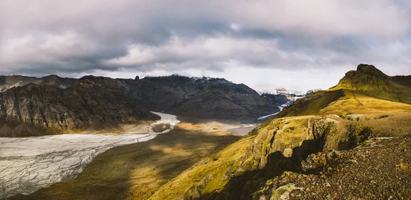 Panorâmica Glaciar Gelo Fusão Mudança Climática — Fotografia de Stock