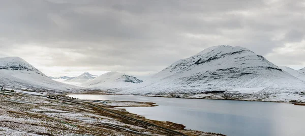 Isländska Landskap Fullt Grönt Gräs Havet Och Blå Himmel — Stockfoto