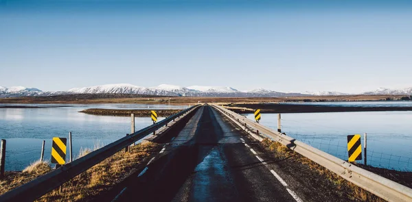 Isländska Lonely Road Vilda Territorium Med Ingen Sikte — Stockfoto