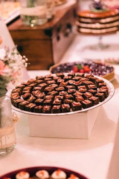 Barra Caramelo Una Boda Llena Dulces Chucherías — Foto de Stock