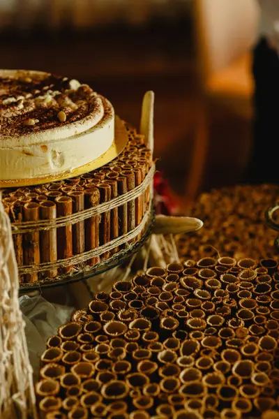 Pastel Boda Chocolate Otros Dulces — Foto de Stock