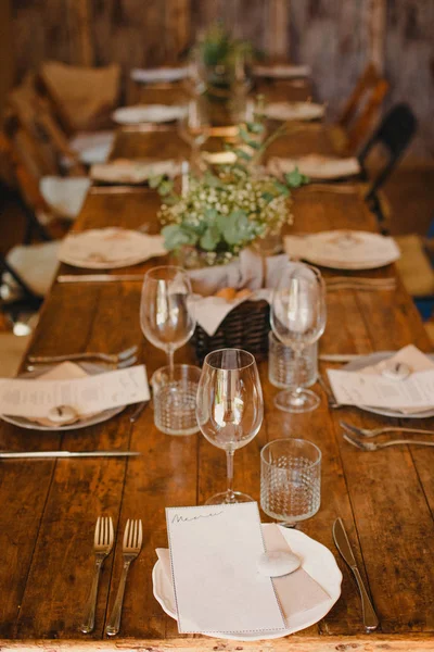 Decorazione Dei Centrotavola Matrimonio Con Posate Dettagli Vintage — Foto Stock