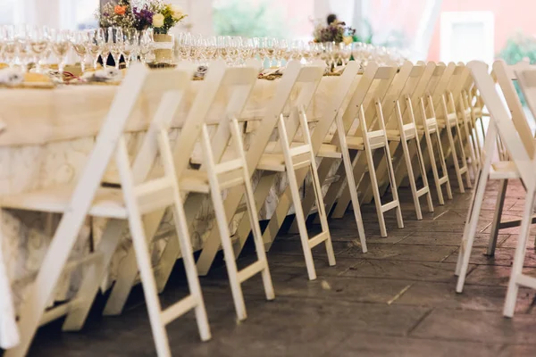 Decoración Los Centros Mesa Una Boda Con Los Cubiertos Detalles — Foto de Stock