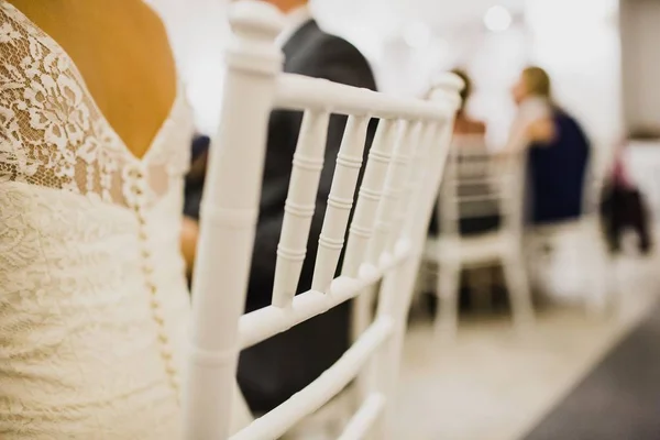 Retro Empty Vintage Style Wooden Chairs Events Weddings — Stock Photo, Image
