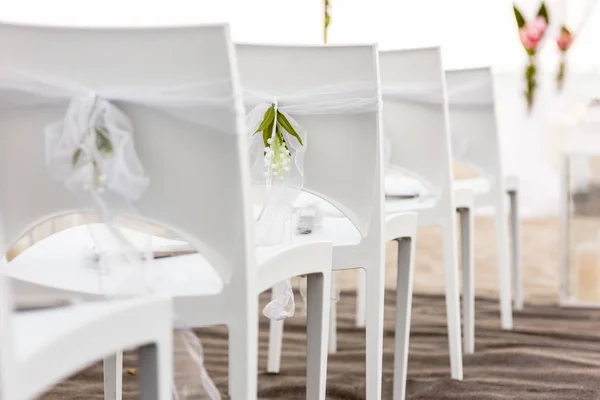 Moderm Empty Style Wooden Chairs Events Weddings — Stock Photo, Image