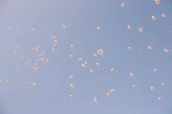 Pembe Beyaz Balonlar Için Eğlenceli Etkinlikler Kutlamalar — Stok fotoğraf