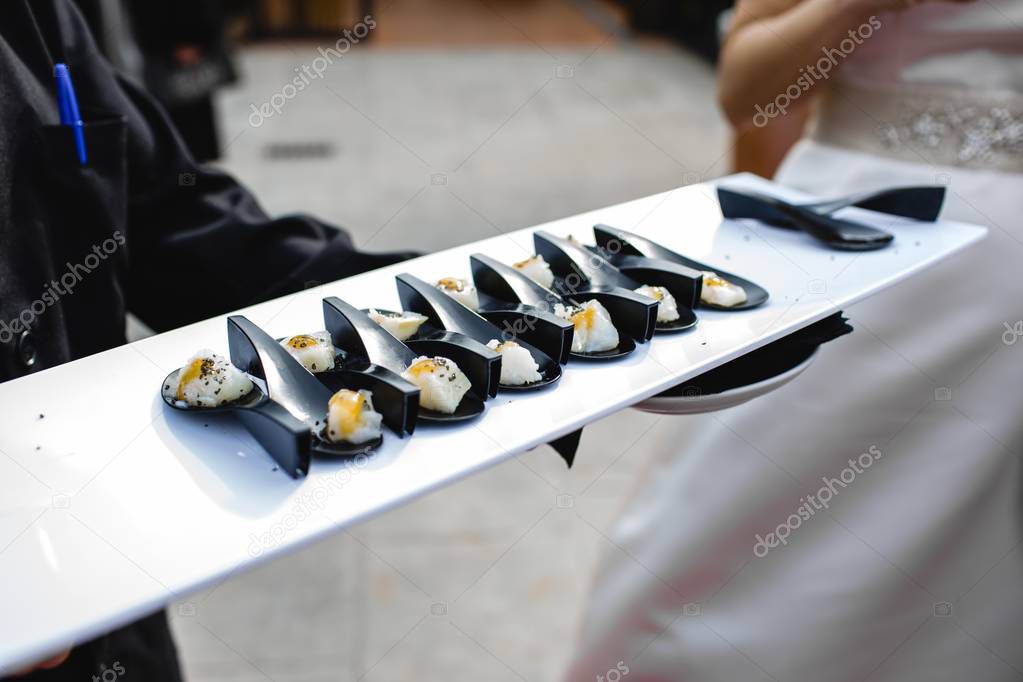 Appetizers in a Mediterranean wedding, a single-bite snack