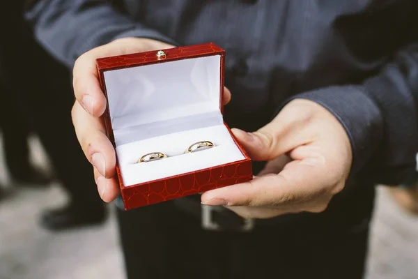 Stříbrné Zlaté Snubní Prsteny — Stock fotografie