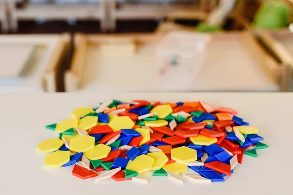 Materiais Geometria Matemática Uma Sala Aula Montessori — Fotografia de Stock