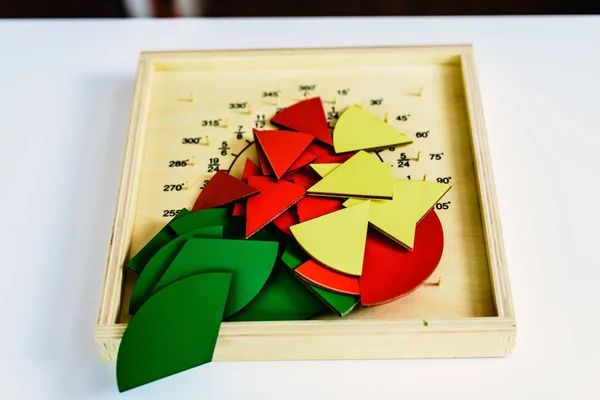 Matériaux Géométrie Mathématiques Dans Une Salle Classe Montessori — Photo