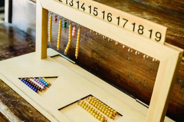 Montessori sınıfta sayma askı renk boncuk merdivenler için