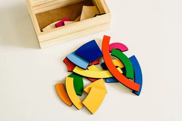 Brinquedos Materiais Montessori Uma Sala Aula Uma Escola Para Crianças — Fotografia de Stock