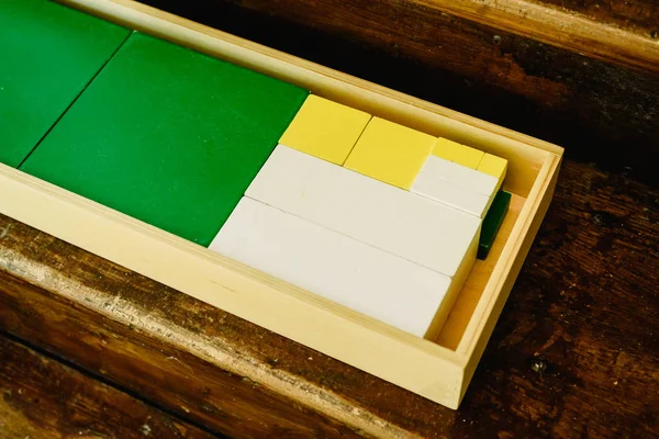 Cajas Piezas Para Aprender Geometría Contar Aula Montessori — Foto de Stock