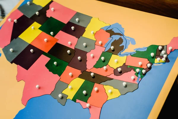 Puzzle Map States United States America Montessori Classroom — Stock Photo, Image