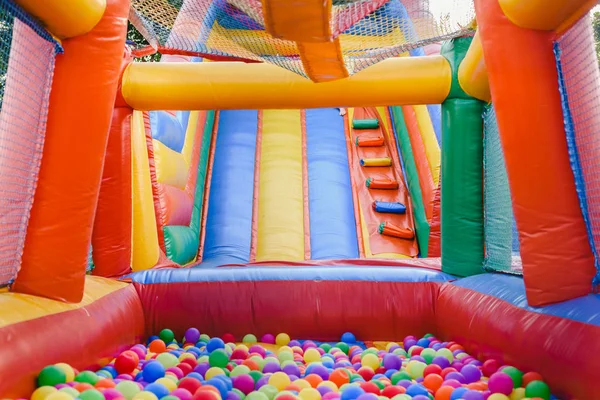 Inflatable Castle Full Colored Balls Children Jump Stock Photo