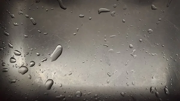 Gotas Agua Esparcidas Dentro Fregadero Acero Gris — Foto de Stock