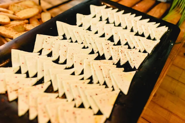 Cheese buffet bar at a wedding