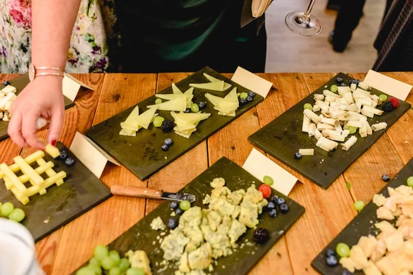 Cheese buffet bar at a wedding