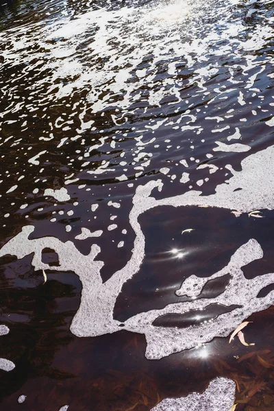 Hab Mosó Tisztítószerek Folyó Ügyelve Környezet Szennyezett Víz — Stock Fotó