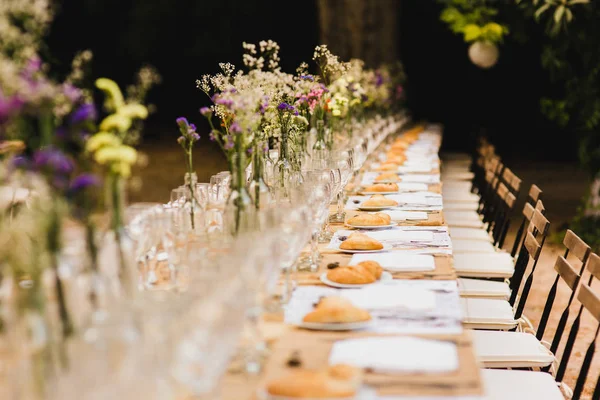 Chaises Bois Style Vintage Rétro Vides Pour Événements Mariages — Photo