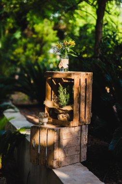 Dekorasyon nesneleri olaylar ve kırsal ve retro tarzı düğün için.