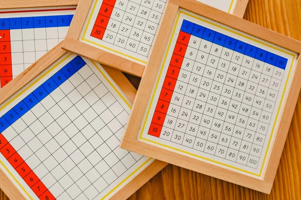 Montessori Klassrummet Material För Att Lära Barn Området Matematik Addition — Stockfoto