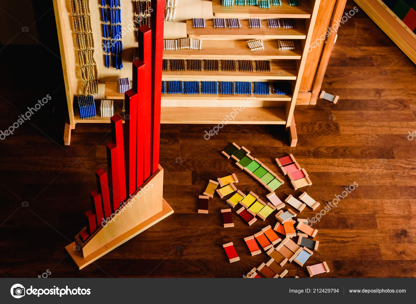 Material Montessori Style Schools Colors Mathematics Stock