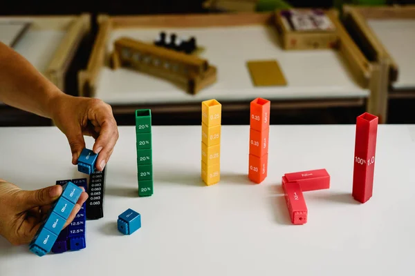 Spielzeug Und Materialien Montessori Einem Klassenzimmer Einer Schule Für Kinder — Stockfoto