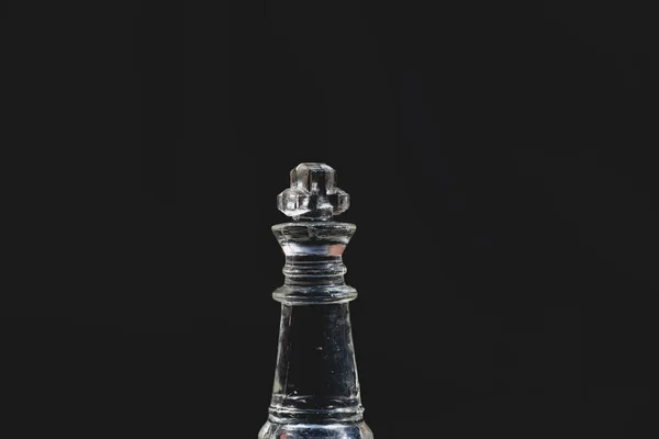 Piece Transparent Chess King Black Background — Stock Photo, Image