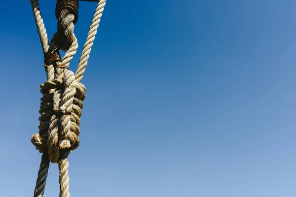 Rigg Und Seile Auf Einem Alten Segelschiff Zum Segeln Sommer — Stockfoto