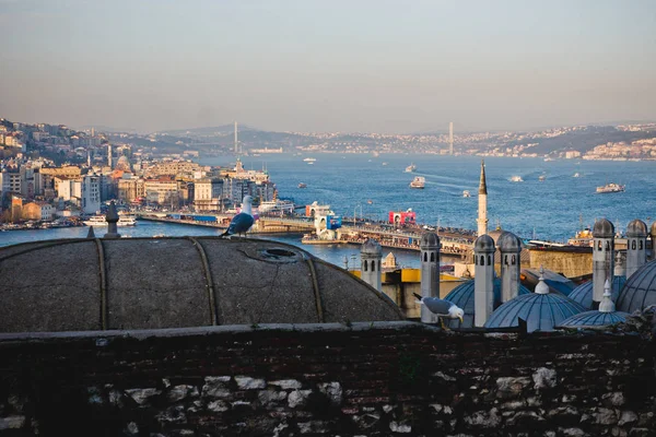 Istanbul Turkiet April 2012 Panoramautsikt Över Staden Istanbul Solnedgången Belysa — Stockfoto
