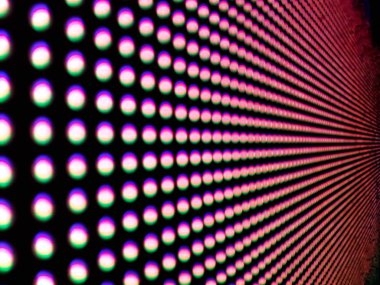 Arka led ekran close-up renkli parlak çevrelerin,.