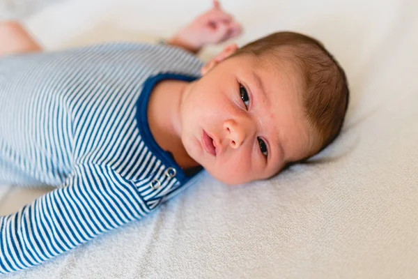 Retrato Facial Bebê Recém Nascido Calmo Relaxado — Fotografia de Stock