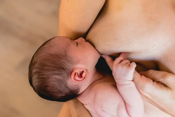 Young Woman Breastfeeding Baby Newborn — Stock Photo, Image