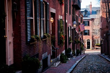 Boston, Massachusett - 16 Ocak 2012: Kışın şehrin sokaklarında