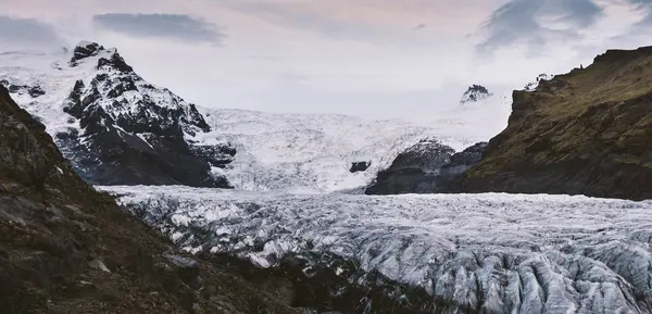 Geleira Enorme Vista Língua Seus Grandes Blocos Gelo — Fotografia de Stock