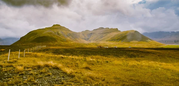 Krajobraz Zieleni Zielonych Pastwisk Górskich Dolin Islandii — Zdjęcie stockowe