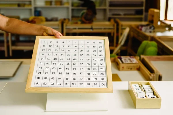 Grafiska Brädor Att Lära Sig Matematik Montessori Skola Alternativ Utbildning — Stockfoto