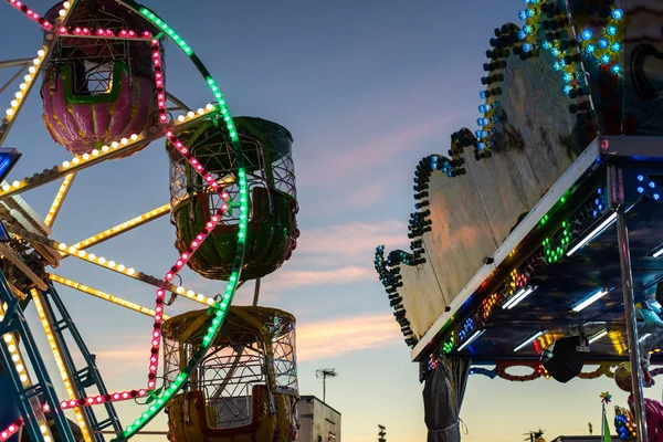 Valencia Spain December 2018 Children Ferris Wheel Decorated Many Lights — Stock Photo, Image