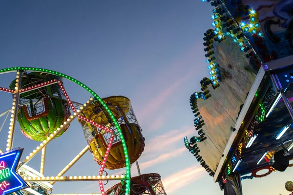 Valencia Spain December 2018 Fairground Big Ferris Wheel Dusk — Stock Photo, Image