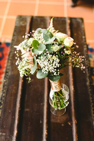 Elegant bridal bouquet with soft tones and very bright.