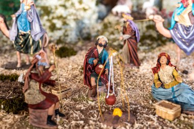 Noel nativity sahnenin dini figürler.
